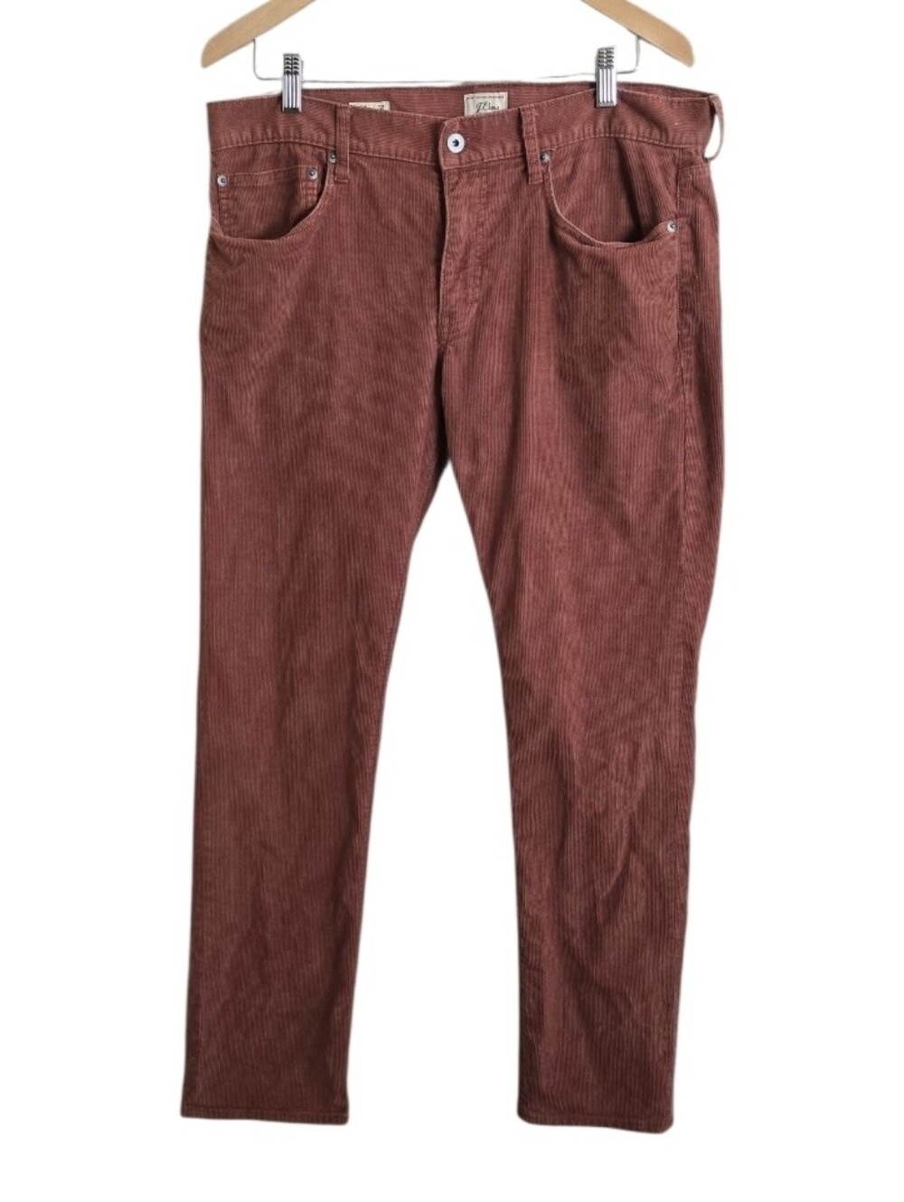 J. Crew 484 Men's Red/Brown Slim Straight Leg Corduroy Pants. Size 34x32
